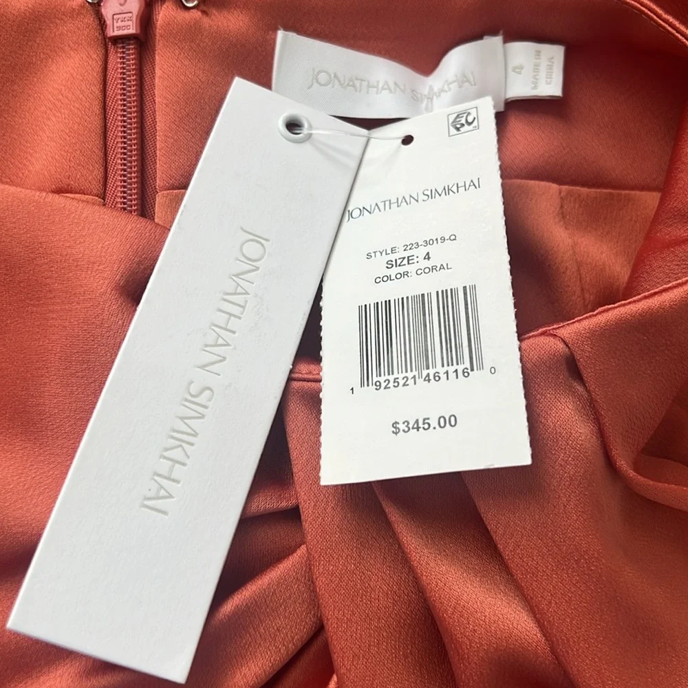 NEW Jonathan Simkhai Mae Coral Draped Satin Mini Skirt Size 4 Reg. $345 - Picture 8 of 12